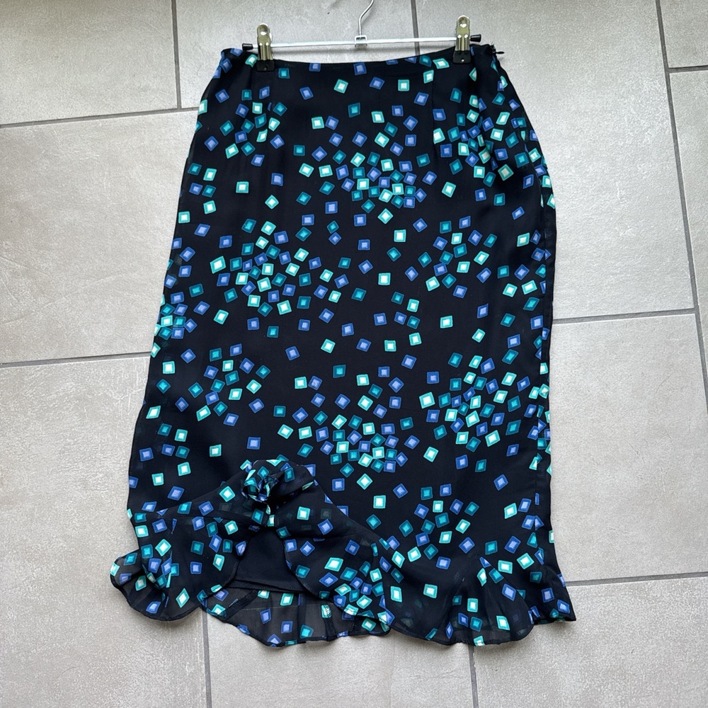 Y2K Harold’s Black & Blue Midi with Geometric Design